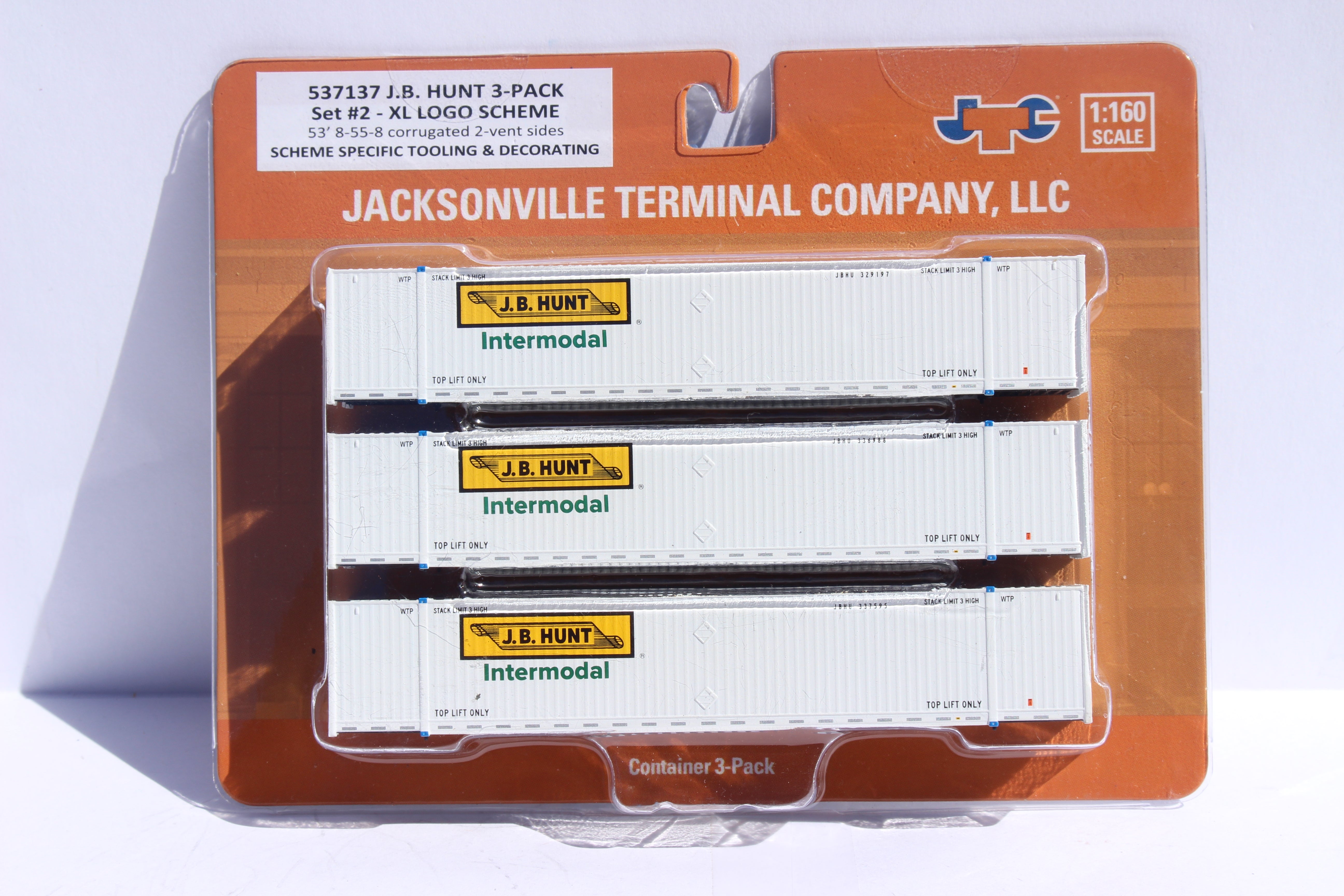 JB HUNT 3-pack Set #2 - 53' HIGH CUBE 8-55-8 corrugated