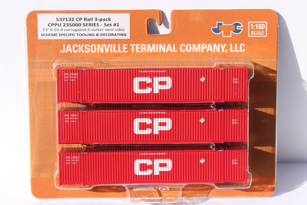 CP - 'Large CP' 235000 series set #1, 53' HIGH CUBE 8-55-8 (3-pack) corrugated containers with stackable Magnetic system. JTC # 537132
