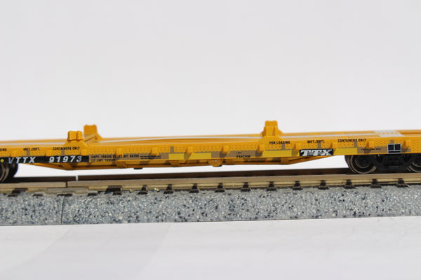Pullman Standard weathered TTX patch over TrailerTrain 60' Flatcar, 8-11 years weathered car