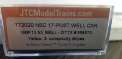 772020- DTTX NSC 53' well car. Class NWF13 - 17 Post version - 3 Yellow conspicuity stripes SOLD OUT