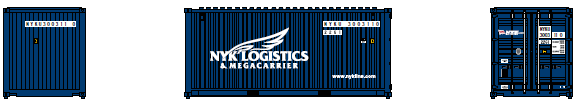 NYK Logistics 'Megacarrier' 20' Std. height containers with Magnetic system, Corrugated-side. JTC-205314
