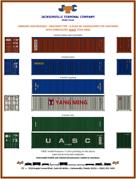 GVC (brown) 40' Canvas/Open top container N scale - corrugated sides - JTC# 402002 SOLD OUT