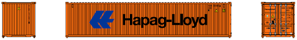 HAPAG LlOYD (lg logo)- JTC # 405314 40' Standard height (8'6") corrugated side steel containers
