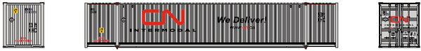 CN 'We Deliver' 53' HIGH CUBE 6-42-6 corrugated containers with Magnetic system, Corrugated-side. JTC #535001