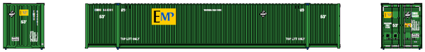 EMP - (6443xx series) green 53' HIGH CUBE 8-55-8 corrugated containers with stackable Magnetic system. JTC # 537025