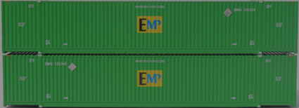 EMP - 'centered logo' green 53' HIGH CUBE 8-55-8 corrugated containers set #3, JTC # 537096