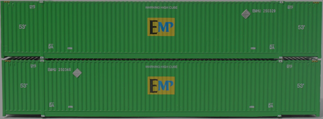 EMP - 'centered logo' green 53' HIGH CUBE 8-55-8 corrugated containers set #4, JTC # 537099