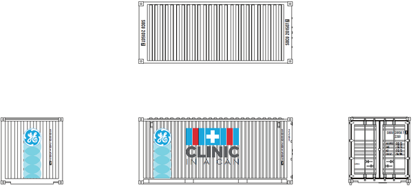 CLINIC IN A CAN 20' Std. height containers with Magnetic system, Corrugated-side. JTC# 205323