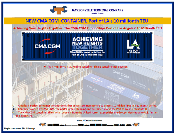 CMA CGM 'Port of LA 10 Millionth TEU' - 40' Std. Replica container,  JTC # 405350