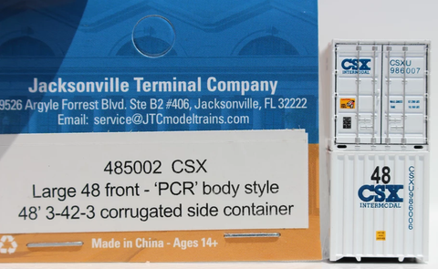 CSX INTERMODAL 48' HC (Lg 48 on front) 3-42-3 corrugated containers with Magnetic system. JTC # 485002