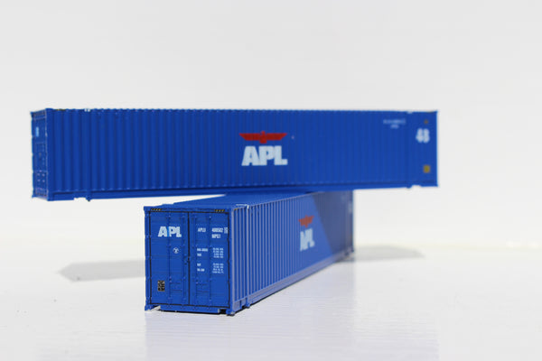 APL 48' HC 3-42-3 corrugated containers with Magnetic system, FIRST TIME IN N SCALE. JTC # 485001