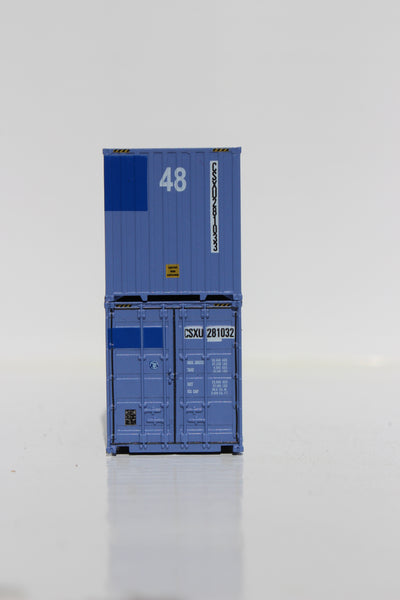 CSXU 48' HC (patch) 3-42-3 corrugated containers with Magnetic system. FIRST TIME IN N SCALE. JTC # 485005