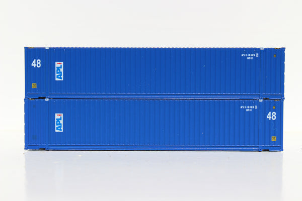 APL 48' HC (vertical logo) 3-42-3 corrugated containers with Magnetic system, FIRST TIME IN N SCALE. JTC # 485008