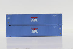 APL (faded paint) 48' HC 3-42-3 corrugated containers with Magnetic system, FIRST TIME IN N SCALE. JTC # 485014