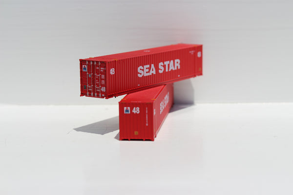 SEA STAR 48' HC 3-42-3 corrugated containers with Magnetic system, FIRST TIME IN N SCALE. JTC # 485006