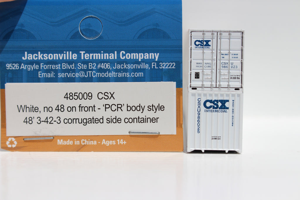 CSX INTERMODAL 48' HC (no 48 on front) 3-42-3 corrugated containers with Magnetic system. JTC # 485009