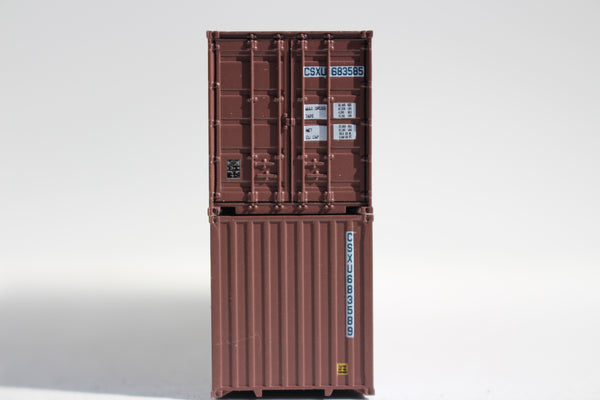 CSXU 48' HC (Flexi-Van patch) 3-42-3 corrugated containers with Magnetic system, FIRST TIME IN N SCALE. JTC # 485011