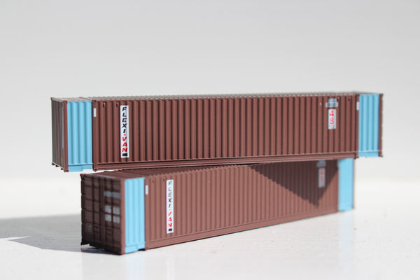 CSXU 48' HC (Flexi-Van patch) 3-42-3 corrugated containers with Magnetic system, FIRST TIME IN N SCALE. JTC # 485011
