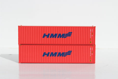 HMM ( blue on Orange 3-Wave logo) – 40' HIGH CUBE containers with Magnetic system, Corrugated-side. JTC # 405077