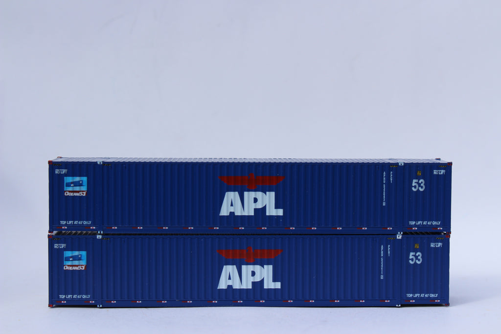 APL large logo set #1, "No Lift" Ocean 53' N Containers with IBC castings at 53' corner. JTC # 535006