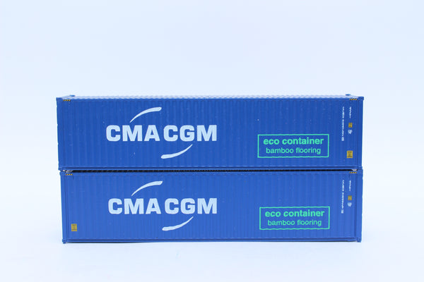 CMA CGM 40' HC, offset logo with green eco container - bamboo flooring box. JTC# 405067