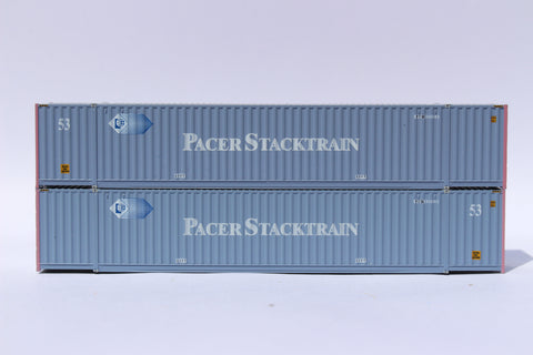 PACER 53' faded light blue HIGH CUBE 6-42-6 corrugated containers with Magnetic system, Corrugated-side. JTC # 535022