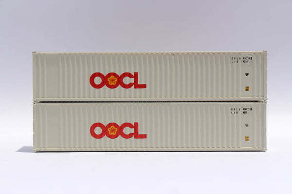 OOCL large logo 40' Standard height (8'6")  2-P-44-P-2 Panel side standard wave corrugations containers. JTC # 405504