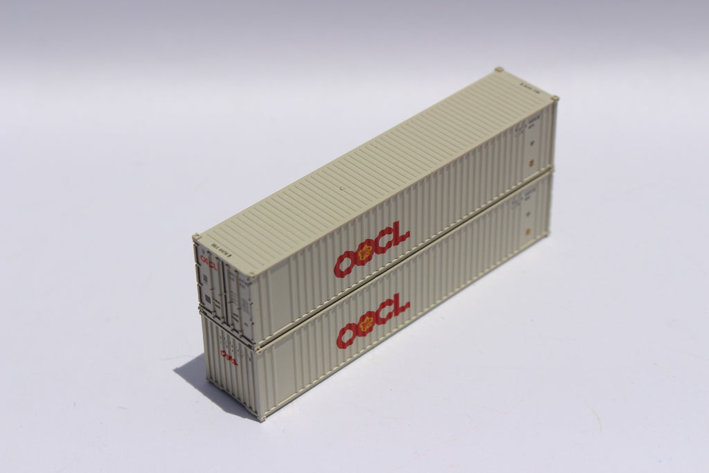 OOCL large logo 40' Standard height (8'6")  2-P-44-P-2 Panel side standard wave corrugations containers. JTC # 405504
