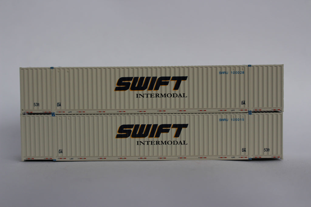 Swift Intermodal (faded) 53' HIGH CUBE 6-42-6 corrugated containers wi ...