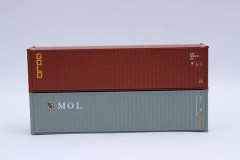 GOLD and MOL, MIX PACK 40' HIGH CUBE containers with Magnetic system, Corrugated-side. JTC# 405804