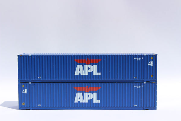APL (large logo) Set #1 48' HC 3-42-3 corrugated containers with Magnetic system, FIRST TIME IN N SCALE. JTC # 485004