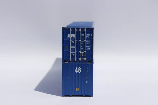 APL (large logo) Set #1 48' HC 3-42-3 corrugated containers with Magnetic system, FIRST TIME IN N SCALE. JTC # 485004