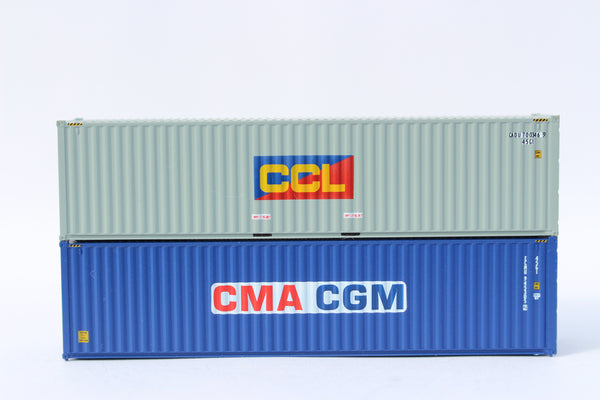 CCL & CMA CGM MIX PACK 40' HIGH CUBE containers with Magnetic system, Corrugated-side. JTC# 405801