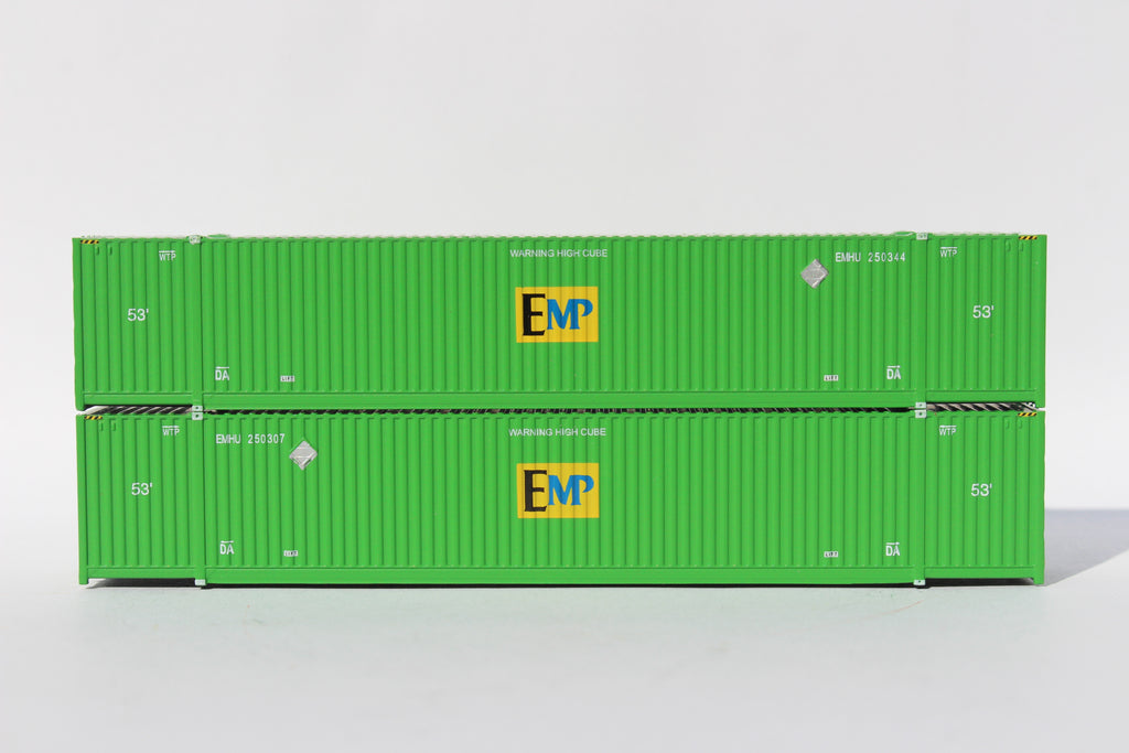 EMP - 'centered logo' green 53' HIGH CUBE 8-55-8 corrugated containers with stackable Magnetic system. JTC # 537026