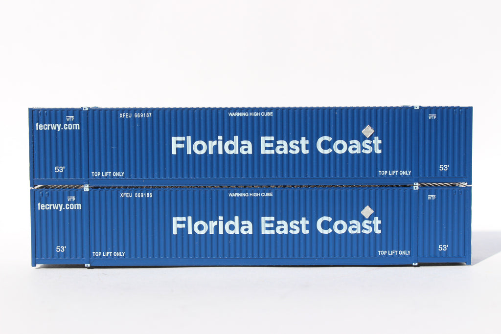Florida East Coast FEC (NEW) 53' HIGH CUBE 8-55-8 corrugated containers. JTC # 537019