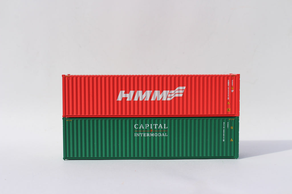 HMM (3 wave logo) and Captial, MIX PACK 40' HIGH CUBE containers with Magnetic system, Corrugated-side. JTC# 405803