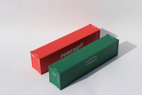 HMM (3 wave logo) and Captial, MIX PACK 40' HIGH CUBE containers with Magnetic system, Corrugated-side. JTC# 405803