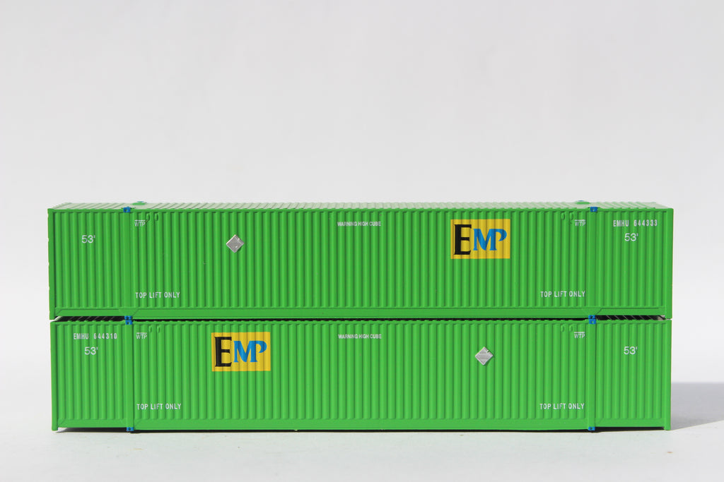 EMP - (6443xx series) green 53' HIGH CUBE 8-55-8 corrugated containers with stackable Magnetic system. JTC # 537025