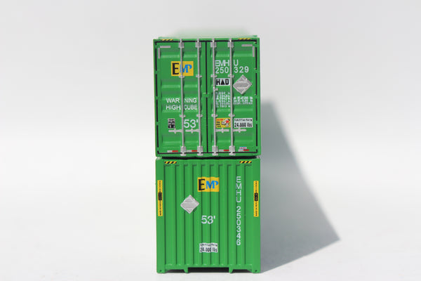 EMP - 'centered logo' green 53' HIGH CUBE 8-55-8 corrugated containers set #4, JTC # 537099