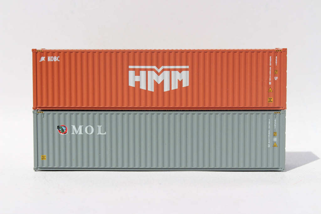 HMM and MOL, MIX PACK 40' HIGH CUBE containers with Magnetic system, Corrugated-side. JTC# 405809