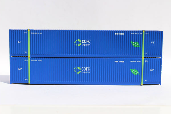 COFC Logistics - leaf logo (Green 40' supports) 53' HIGH CUBE 8-55-8 corrugated containers with Magnetic system. JTC # 537066