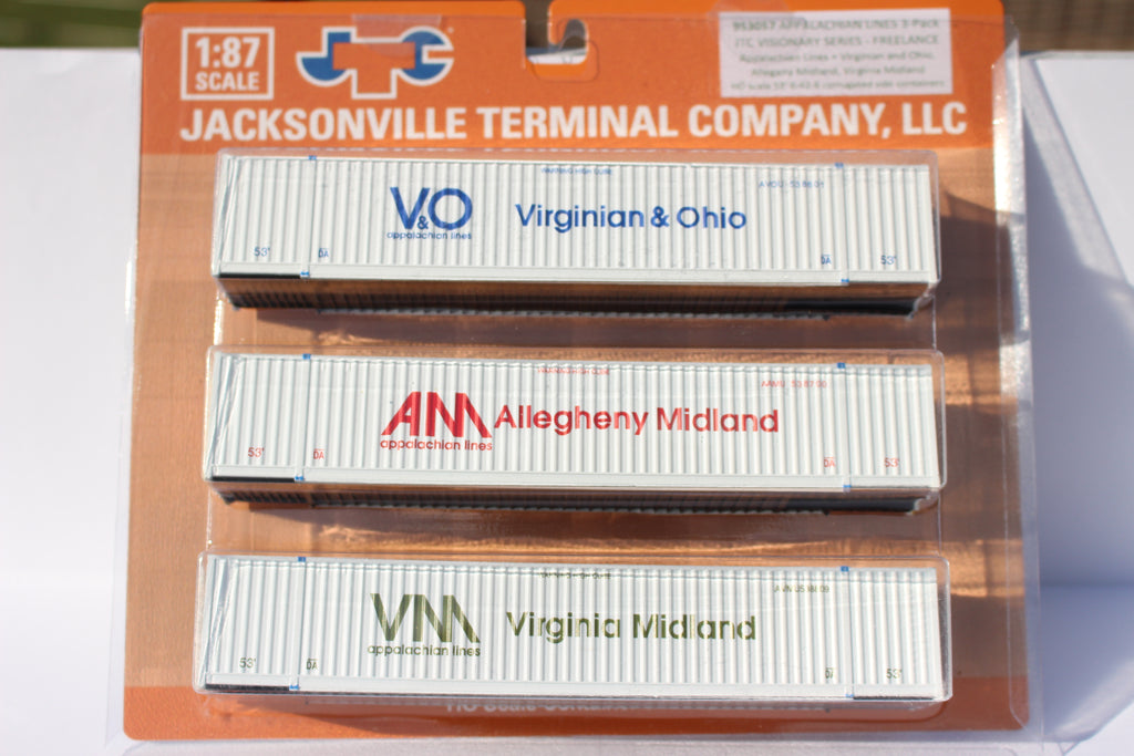 "VS" V&O and AM and VM (HO Scale 1:87) 53' HIGH CUBE 3 pack of corrugated containers. JTC# 953057