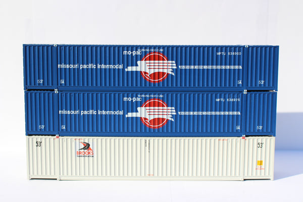 "VS" Modern Mo-pac and Brooks (HO Scale 1:87) 53' HIGH CUBE 3 pack of corrugated containers. JTC# 953058