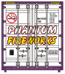 "VS" Phantom Fireworks - 48' HIGH CUBE corrugated container with Magnetic system. JTC# 485023 SOLD OUT