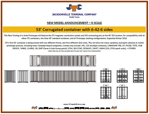CSX Intermodal 53' HIGH CUBE 6-42-6 corrugated containers with Magnetic system, Corrugated-side. JTC # 535009